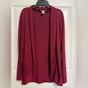 Women's Burgundy Open-Front Cardigan Sweater